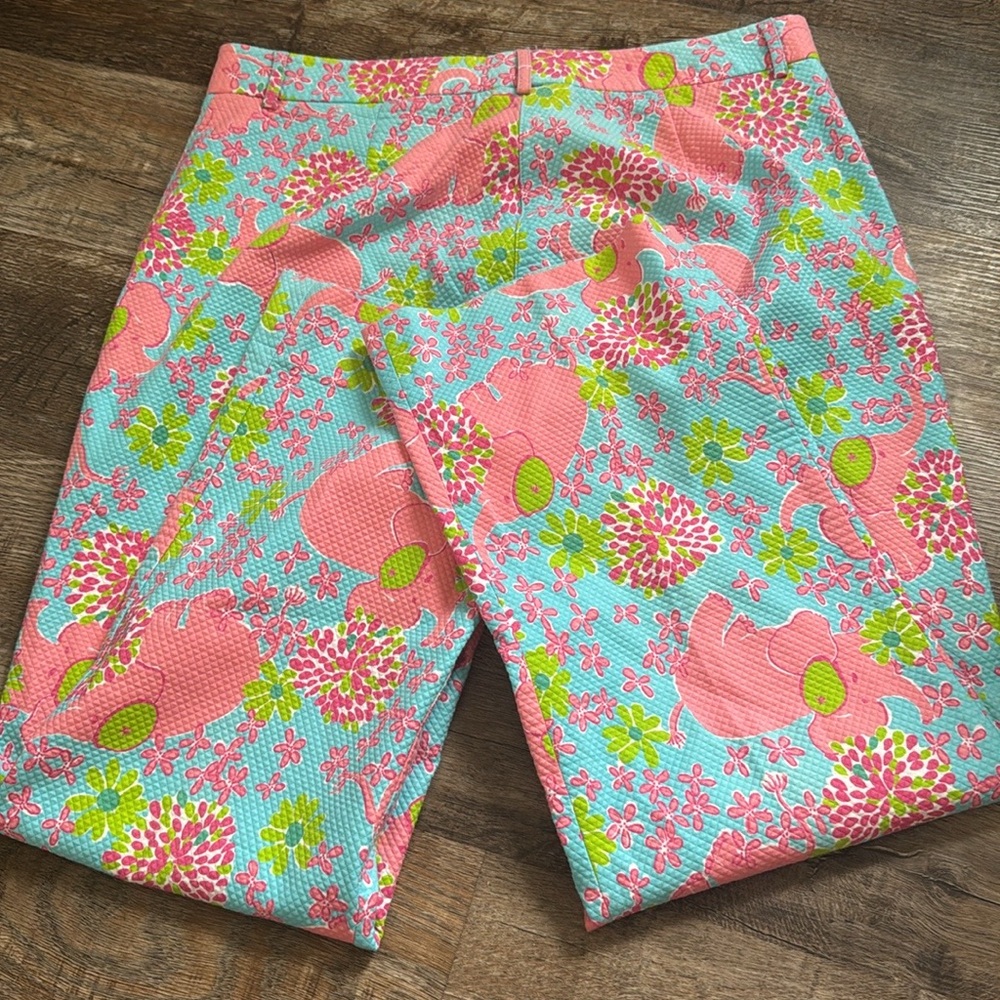 Lily Pulitzer Vintagd Elephant Print Capri Pants size 12 94% cotton 6% Spandex. - Picture 13 of 14